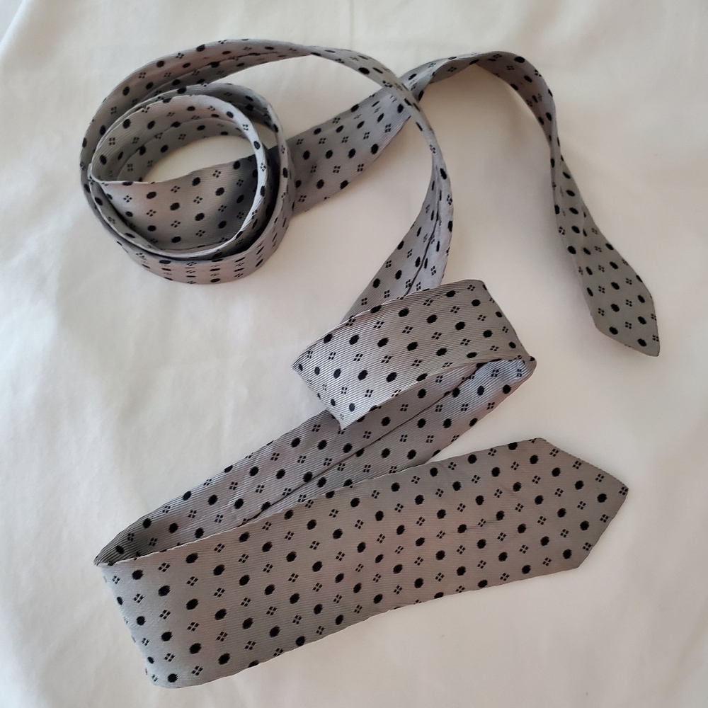 Skinny Size Neck Tie - Silver/Black